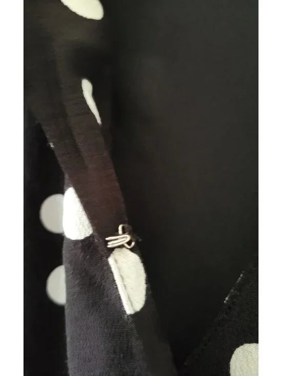 On 34th Dress B/W Polka Dots Sz 12 wrap front whimsigoth Romantic Gothic Indie - Picture 10 of 16